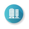 Multiapartment complex blue flat design long shadow glyph icon