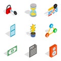 Multicasting icons set, isometric style Royalty Free Stock Photo