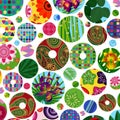 Multicolor abstract bright background with ornamental circles. Elements for design. Royalty Free Stock Photo