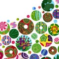 Multicolor abstract bright background with ornamental circles. Royalty Free Stock Photo