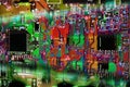 Multicolor abstract electronic circuit board