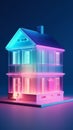 Multicolor Acrylic life sized neon glowing house generative AI