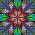 Multicolor beautiful fractal in stained glass window style. Comp