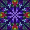 Multicolor beautiful fractal in stained glass window style. Comp