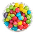 Multicolor bonbon sweets in glass bowl, isolated