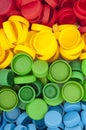 Multicolor bottle cups for recycling. Royalty Free Stock Photo