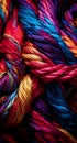 Multicolor braided rope background,  Close-up,  Selective focus Royalty Free Stock Photo