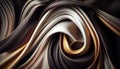 Multicolor brown shade silk satin fabric background, wave cloth. Generative AI