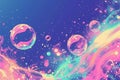 Multicolor Bubbles Floating in the Air. Generative AI Royalty Free Stock Photo