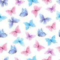 Multicolor butterflies seamless raster pattern Royalty Free Stock Photo