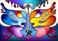 Multicolor butterfly wings as two half faces Royalty Free Stock Photo