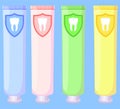 Multicolor cartoon toothpaste tube set Royalty Free Stock Photo