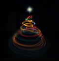 Multicolor christmas tree light painting Royalty Free Stock Photo