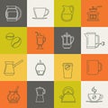 Multicolor coffee thin line vector icons set Royalty Free Stock Photo