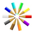 Multicolor Colored Pencils or Crayons Royalty Free Stock Photo