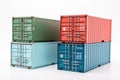 Multicolor container cargo box on white background. Global maritime business