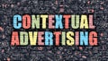 Multicolor Contextual Advertising on Dark Brickwall.