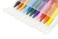 Multicolor crayons in plastic case Royalty Free Stock Photo