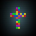 Multicolor cross old video game design. Vector Royalty Free Stock Photo