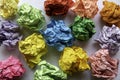 Multicolor crumpled balls over a white background Royalty Free Stock Photo