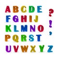 Multicolor 3d Fonts, available all letters. Vector illustration