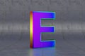 Multicolor 3d letter E uppercase. Glossy iridescent letter on tile background. 3d rendered font character. Royalty Free Stock Photo