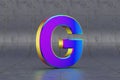 Multicolor 3d letter G uppercase. Glossy iridescent letter on tile background. 3d rendered font character. Royalty Free Stock Photo
