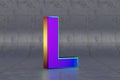 Multicolor 3d letter L uppercase. Glossy iridescent letter on tile background. 3d rendered font character. Royalty Free Stock Photo