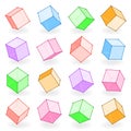 Multicolor 3d modeling outline polygonal square line isolated blocks design isometric vector illustration
