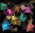 Multicolor dark geometric rumpled triangular low poly origami style gradient illustration graphic background. Royalty Free Stock Photo