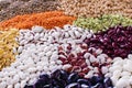 Legume abstract - top view of a variety of colorful bean, lentil and pea Royalty Free Stock Photo