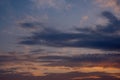 Multicolor Dramatic sky with dark clouds formations, sunset scene