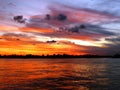 Colorful sunset in Florida USA with palms silhouettes