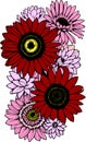 multicolor drawing of a bouquet of wild flowers with a black outline, design