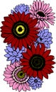multicolor drawing of a bouquet of wild flowers with a black outline, design