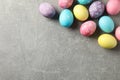 Multicolor Easter eggs on grey background Royalty Free Stock Photo