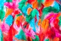 Multicolor feathers background, abstract feather texture, top view