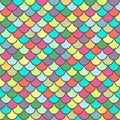 Multicolor fish scales seamless pattern, animal texture, animalistic ornament, rainbow illustration, vector background. Colorful b