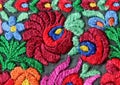 Multicolor floral hand embroidery pattern Royalty Free Stock Photo