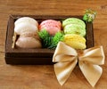 Multicolor French macaroons sweet Christmas present