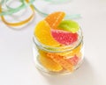 Multicolor Fruit Jelly Gummi Candies still life Royalty Free Stock Photo