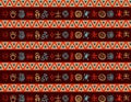 Multicolor geometric native south american indigenous pattern with colorful petroglyphs Royalty Free Stock Photo