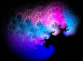 Multicolor glowing object on black background. Shiny neon fractal. Abstract psychedelic illustration Royalty Free Stock Photo