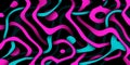 Multicolor glowing twisted lines on black background. Shiny neon wavy pattern