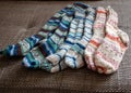 multicolor hand knitted different sizes and different colors warm winter wool knitted sock,s waiting for winter