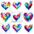 Multicolor a heart shape exploding with vibrant rainbow colors