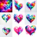 Multicolor a heart shape exploding with vibrant rainbow colors