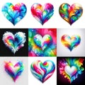 Multicolor a heart shape exploding with vibrant rainbow colors