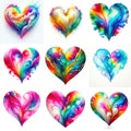 Multicolor a heart shape exploding with vibrant rainbow colors