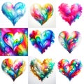 Multicolor a heart shape exploding with vibrant rainbow colors